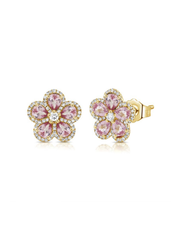 pinksapphireflowerstuds